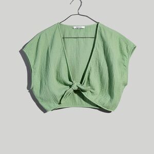 Madewell double-gauze tie front cropped top